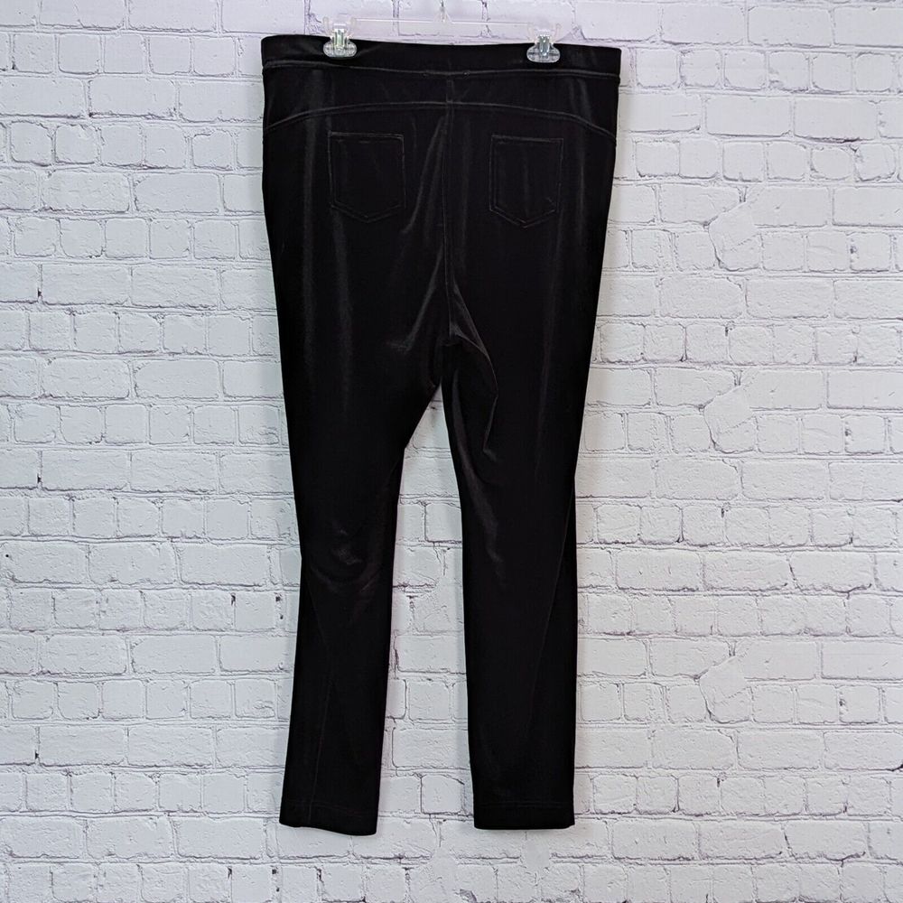 John Mark XL Black Velvet Pants Pull On Tapered Faux Pockets Machine Washable
